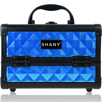 SHANY Chic Makeup Train Case Cosmetic Box Portable Makeup Case Cosmetics Beauty Organizer Jewelry storage with Locks, Multi trays Makeup Storage Box with Makeup Mirror - Aqua