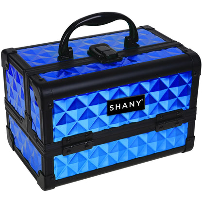 SHANY Chic Makeup Train Case Cosmetic Box Portable Makeup Case Cosmetics Beauty Organizer Jewelry storage with Locks, Multi trays Makeup Storage Box with Makeup Mirror - Aqua