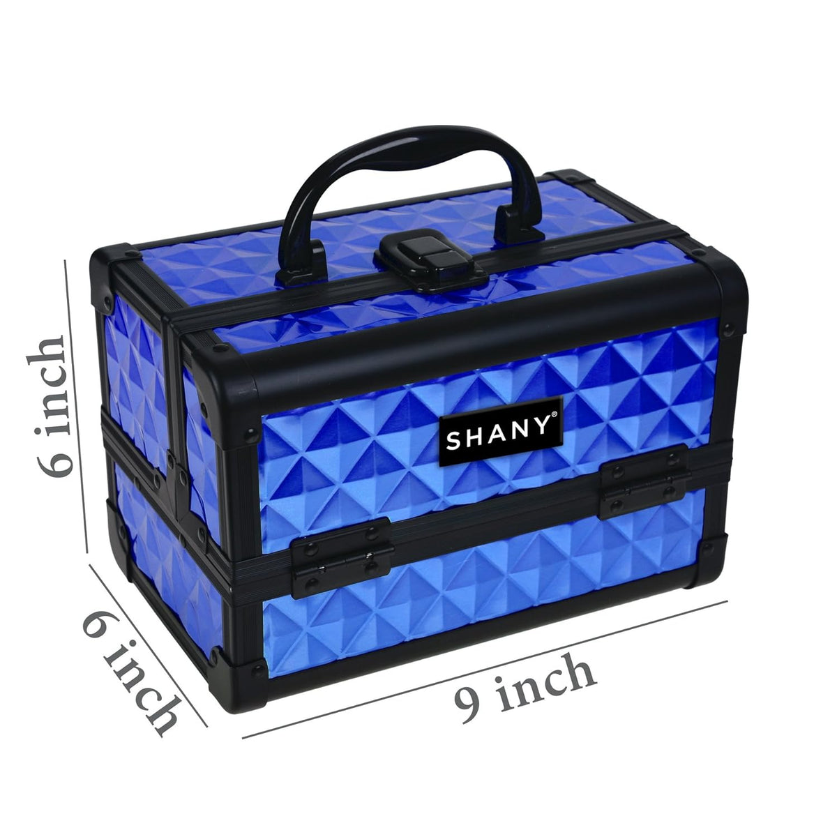 SHANY Chic Makeup Train Case Cosmetic Box Portable Makeup Case Cosmetics Beauty Organizer Jewelry storage with Locks, Multi trays Makeup Storage Box with Makeup Mirror - Aqua