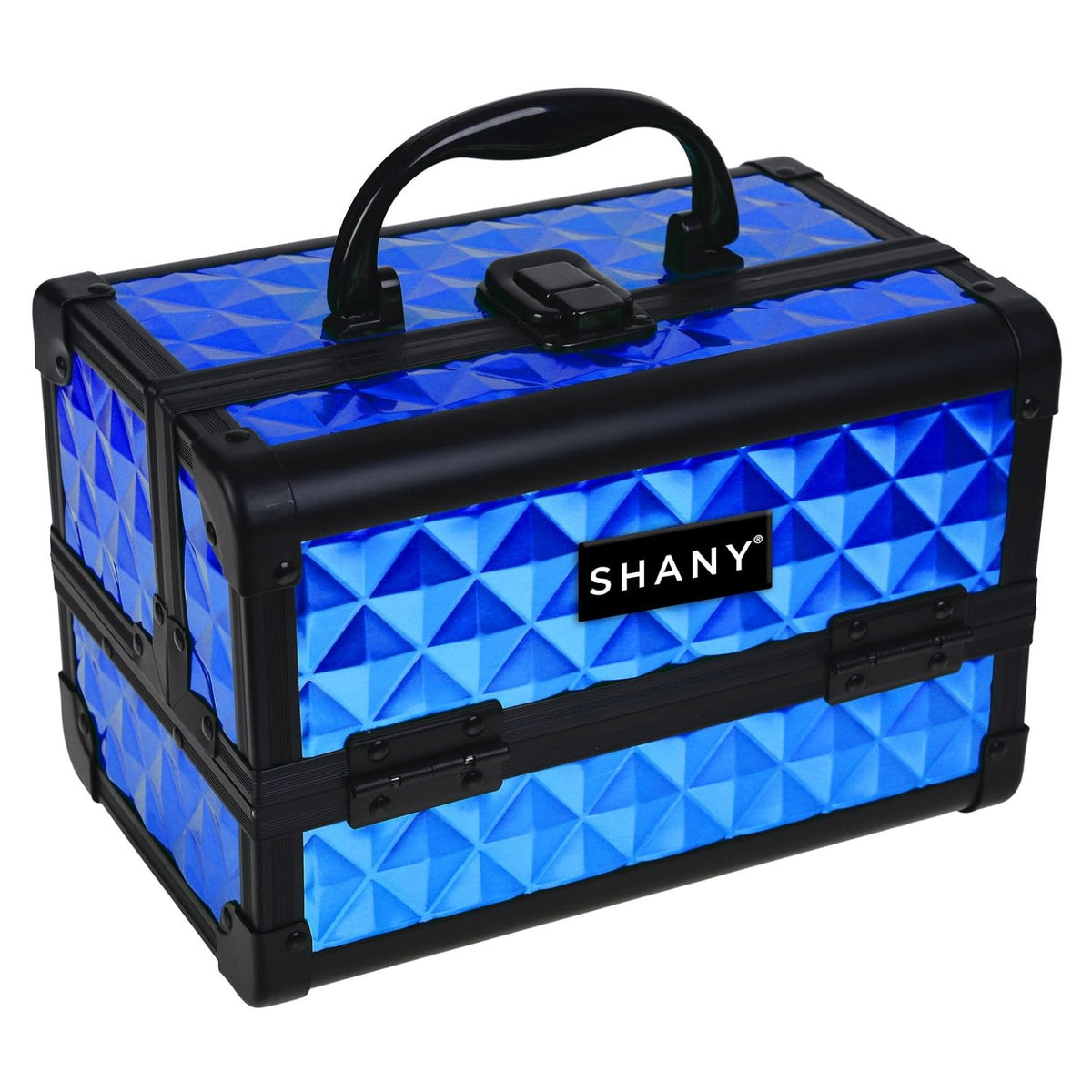SHANY Chic Makeup Train Case Cosmetic Box Portable Makeup Case Cosmetics Beauty Organizer Jewelry storage with Locks, Multi trays Makeup Storage Box with Makeup Mirror - Aqua