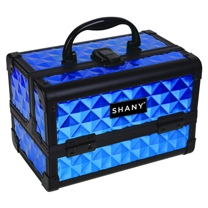 SHANY Chic Makeup Train Case Cosmetic Box Portable Makeup Case Cosmetics Beauty Organizer Jewelry storage with Locks, Multi trays Makeup Storage Box with Makeup Mirror - Aqua