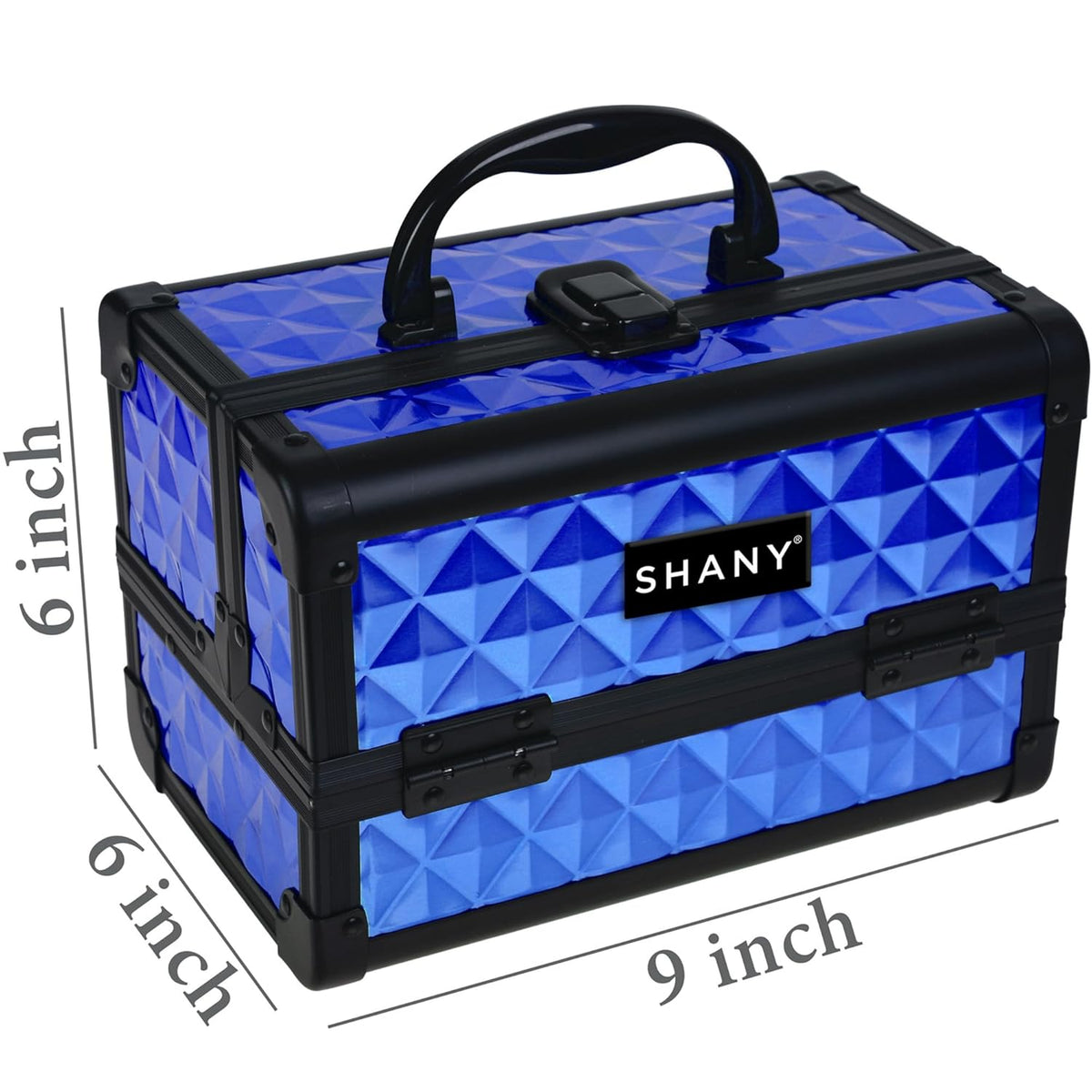 SHANY Chic Makeup Train Case Cosmetic Box Portable Makeup Case Cosmetics Beauty Organizer Jewelry storage with Locks, Multi trays Makeup Storage Box with Makeup Mirror - Aqua