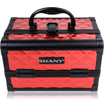 SHANY Chic Makeup Train Case Cosmetic Box Portable Makeup Case Cosmetics Beauty Organizer Jewelry storage with Locks, Multi trays Makeup Storage Box with Makeup Mirror - Aqua