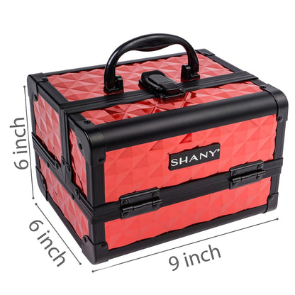 SHANY Chic Makeup Train Case Cosmetic Box Portable Makeup Case Cosmetics Beauty Organizer Jewelry storage with Locks, Multi trays Makeup Storage Box with Makeup Mirror - Aqua