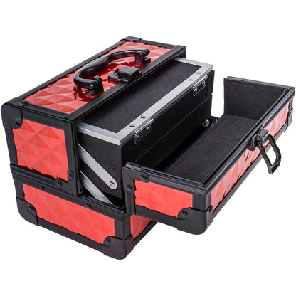 SHANY Chic Makeup Train Case Cosmetic Box Portable Makeup Case Cosmetics Beauty Organizer Jewelry storage with Locks, Multi trays Makeup Storage Box with Makeup Mirror - Aqua