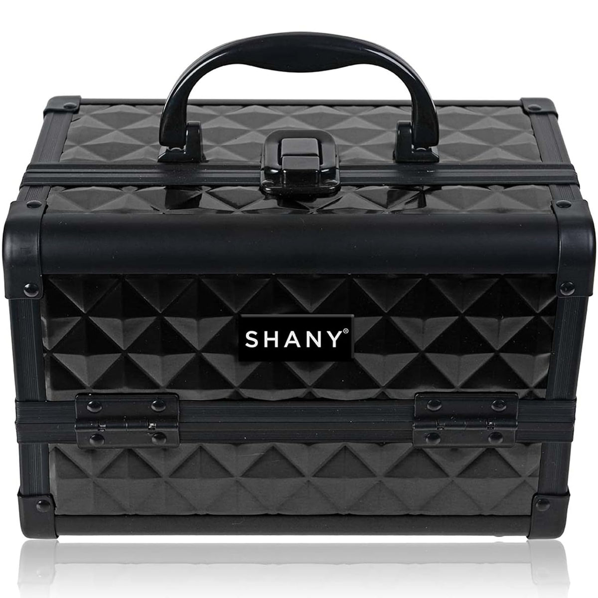 SHANY Chic Makeup Train Case Cosmetic Box Portable Makeup Case Cosmetics Beauty Organizer Jewelry storage with Locks, Multi trays Makeup Storage Box with Makeup Mirror - Aqua