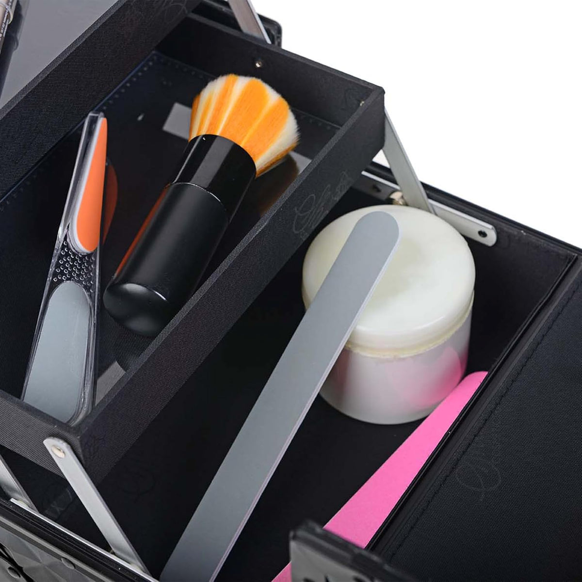 SHANY Chic Makeup Train Case Cosmetic Box Portable Makeup Case Cosmetics Beauty Organizer Jewelry storage with Locks, Multi trays Makeup Storage Box with Makeup Mirror - Aqua