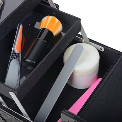 SHANY Chic Makeup Train Case Cosmetic Box Portable Makeup Case Cosmetics Beauty Organizer Jewelry storage with Locks, Multi trays Makeup Storage Box with Makeup Mirror - Aqua