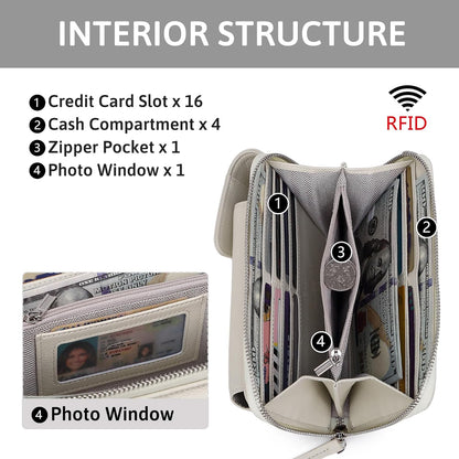 Small Crossbody Bags for Women Leather Phone Purse RFID Credit Cards Wallet with Adjustable Strap