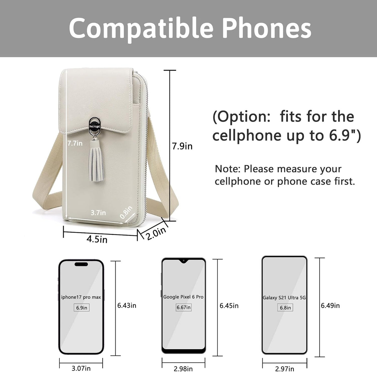 Small Crossbody Bags for Women Leather Phone Purse RFID Credit Cards Wallet with Adjustable Strap
