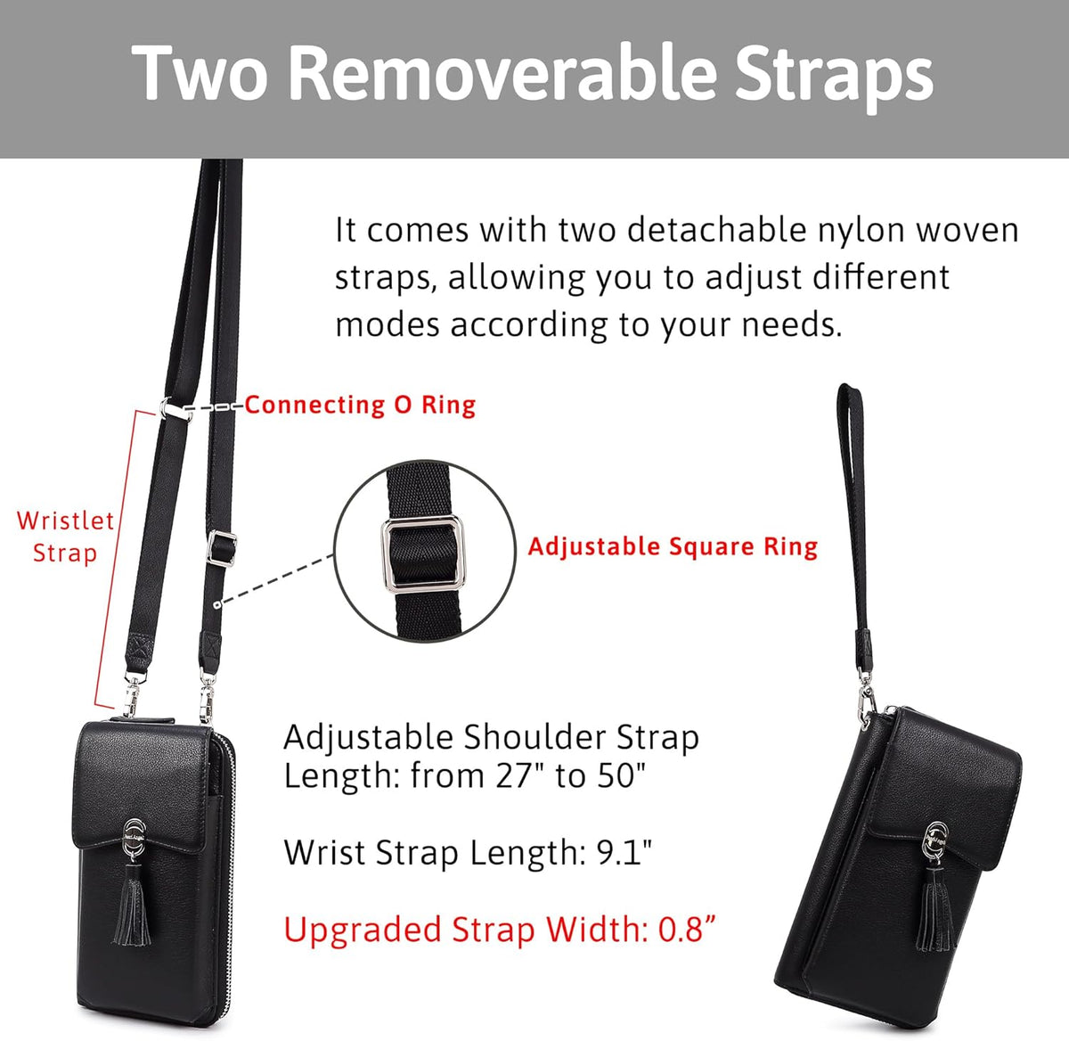 Small Crossbody Bags for Women Leather Phone Purse RFID Credit Cards Wallet with Adjustable Strap