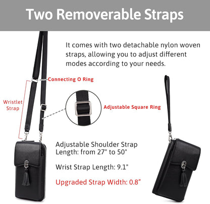 Small Crossbody Bags for Women Leather Phone Purse RFID Credit Cards Wallet with Adjustable Strap