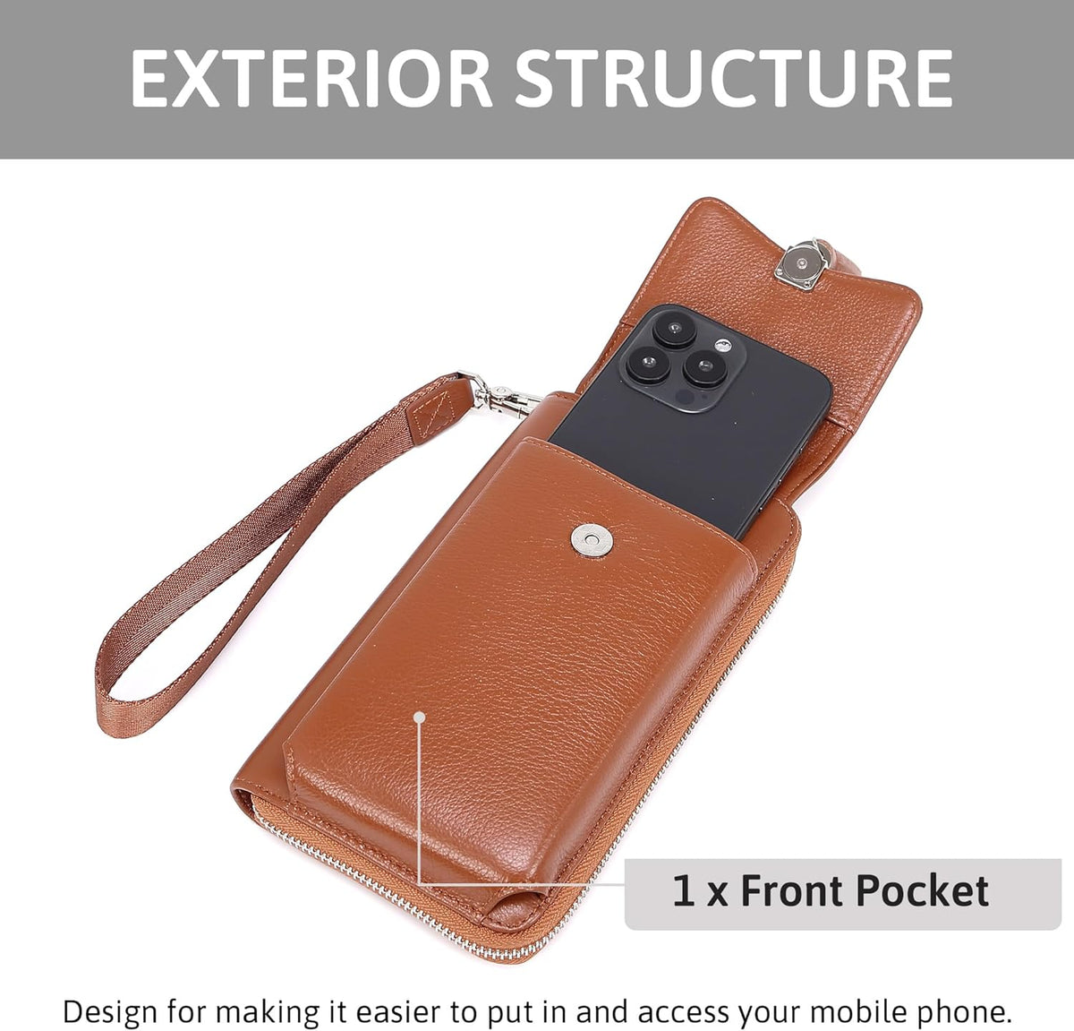 Small Crossbody Bags for Women Leather Phone Purse RFID Credit Cards Wallet with Adjustable Strap