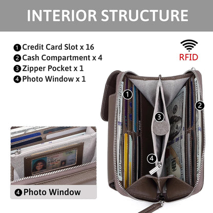 Small Crossbody Bags for Women Leather Phone Purse RFID Credit Cards Wallet with Adjustable Strap