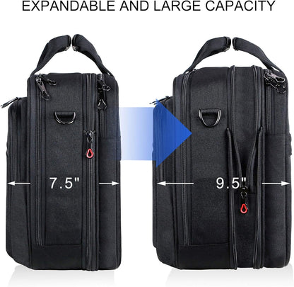 Laptop Bag Expandable Laptop Briefcase Fits Up to 17.3 Inch Laptop Water-Repellent Shoulder Messenger Bag Computer Bag for Travel/Business/Men/Women-Black