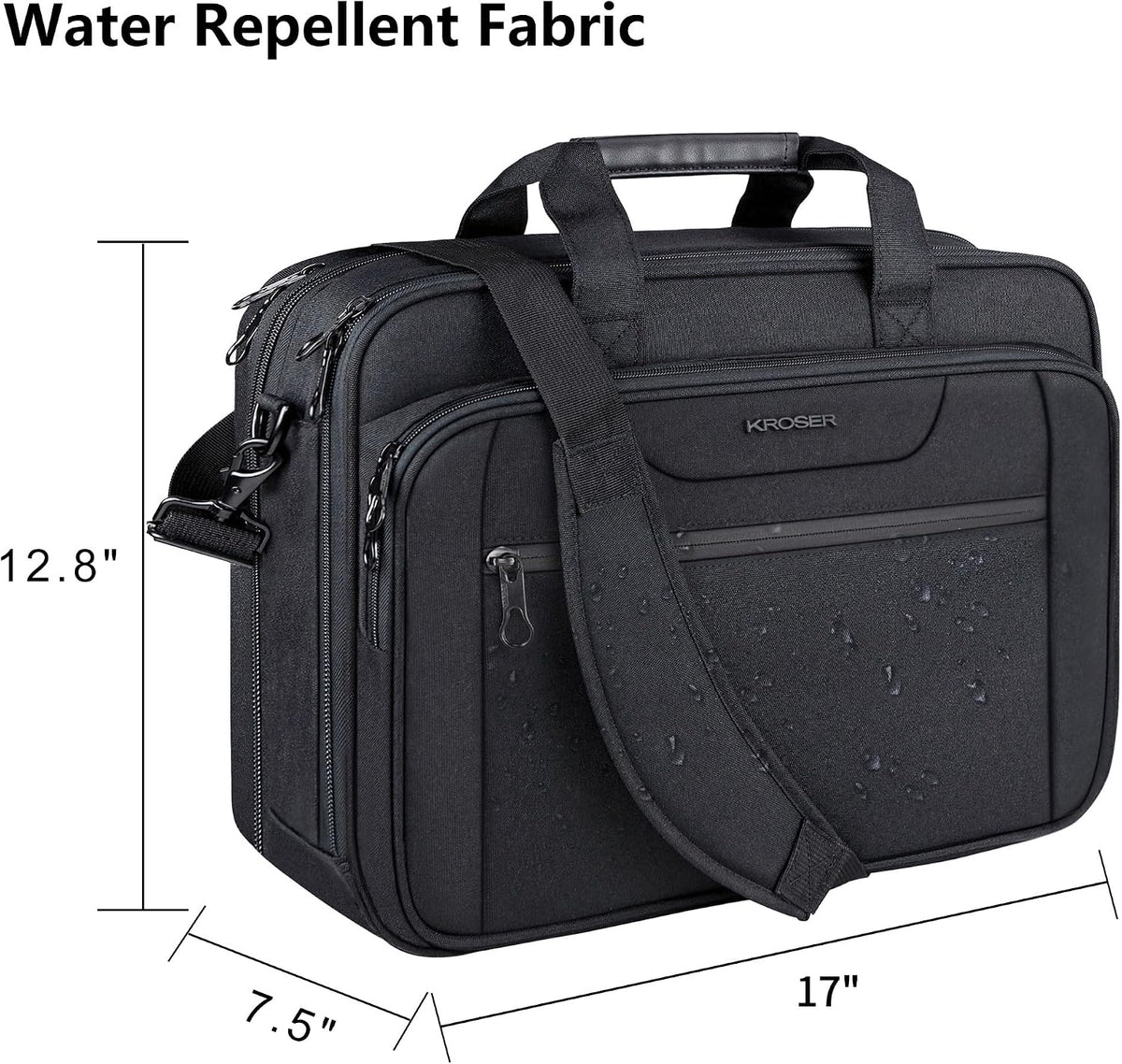 Laptop Bag Expandable Laptop Briefcase Fits Up to 17.3 Inch Laptop Water-Repellent Shoulder Messenger Bag Computer Bag for Travel/Business/Men/Women-Black