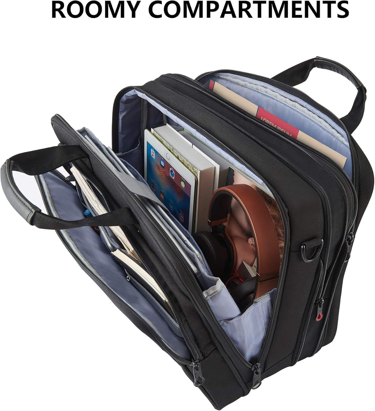 Laptop Bag Expandable Laptop Briefcase Fits Up to 17.3 Inch Laptop Water-Repellent Shoulder Messenger Bag Computer Bag for Travel/Business/Men/Women-Black