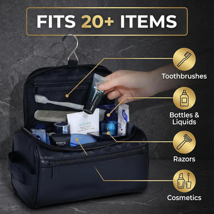 Men’s Hanging Toiletry Bag, Large Capacity Travel Dopp Kit Organizer for Business Trip – Waterproof Shaving Bag Multi-Compartment Storage for Grooming Essentials, Bathroom & Gym (Black)