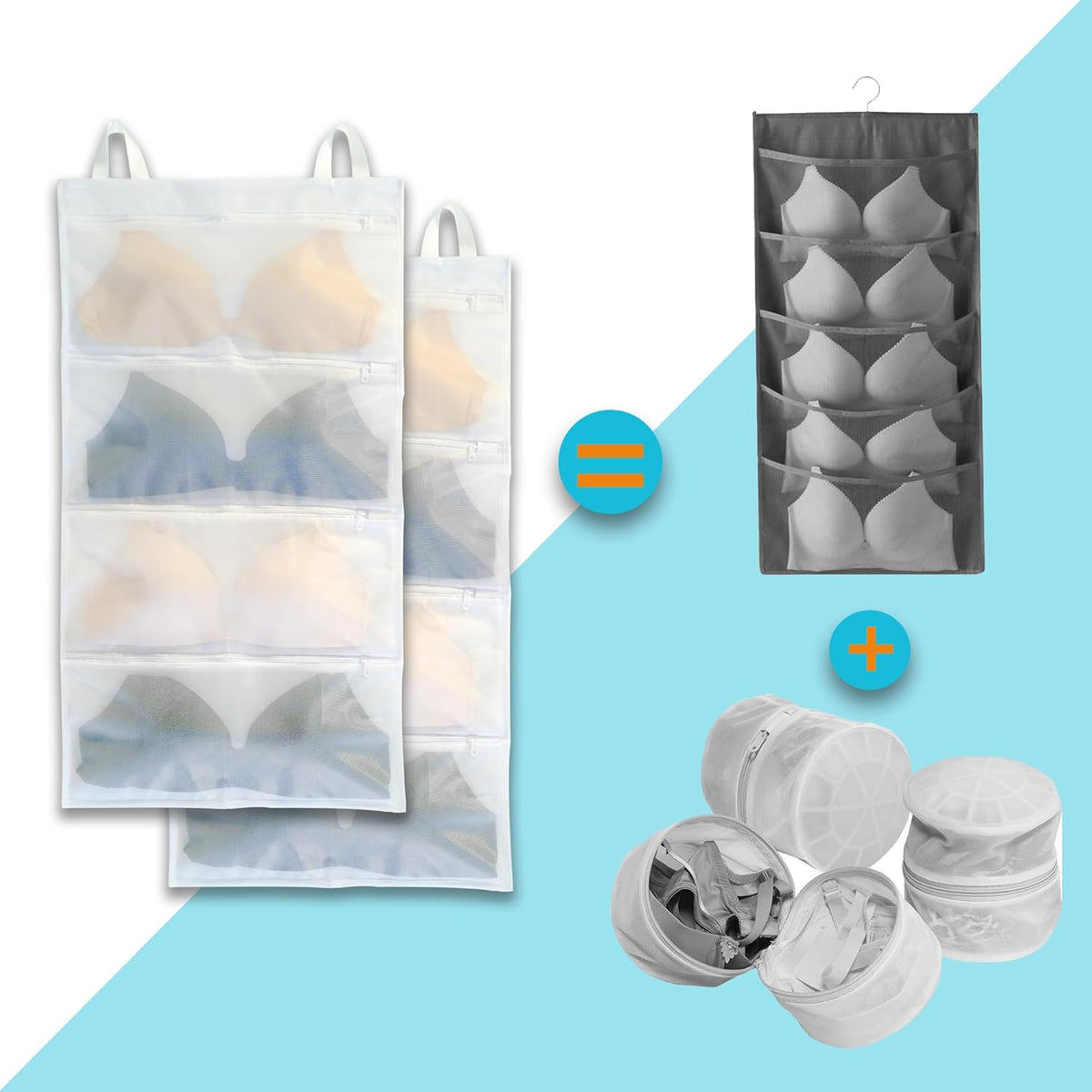 Bra bags for laundry, 2 Pack – Holds 8 A–D Cups, 4-in-1 Cleans, Dries, Stores & Dust-Proof, Bra Washing Bags for Laundry Experience Better Than a Single Washing Net