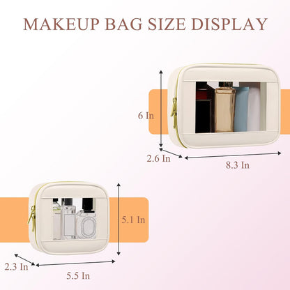 Small Clear Makeup Bag for Purse, Cute Mini Clear Cosmetic Bag Case Organizer, TSA Approved Square Small Makeup Case Pouch with Zipper, Car Travel Purse Essentials for Women (Pink, S)