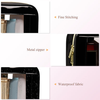 Small Clear Makeup Bag for Purse, Cute Mini Clear Cosmetic Bag Case Organizer, TSA Approved Square Small Makeup Case Pouch with Zipper, Car Travel Purse Essentials for Women (Pink, S)