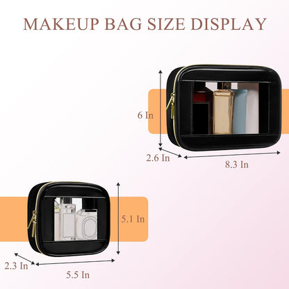 Small Clear Makeup Bag for Purse, Cute Mini Clear Cosmetic Bag Case Organizer, TSA Approved Square Small Makeup Case Pouch with Zipper, Car Travel Purse Essentials for Women (Pink, S)