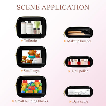 Small Clear Makeup Bag for Purse, Cute Mini Clear Cosmetic Bag Case Organizer, TSA Approved Square Small Makeup Case Pouch with Zipper, Car Travel Purse Essentials for Women (Pink, S)