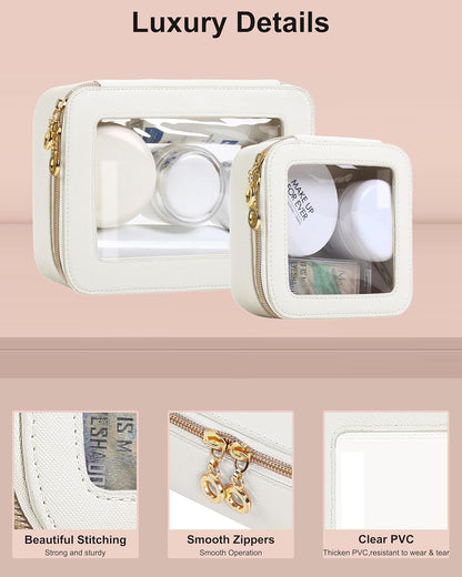 Small Clear Makeup Bag for Purse, Cute Mini Clear Cosmetic Bag Case Organizer, TSA Approved Square Small Makeup Case Pouch with Zipper, Car Travel Purse Essentials for Women (Pink, S)