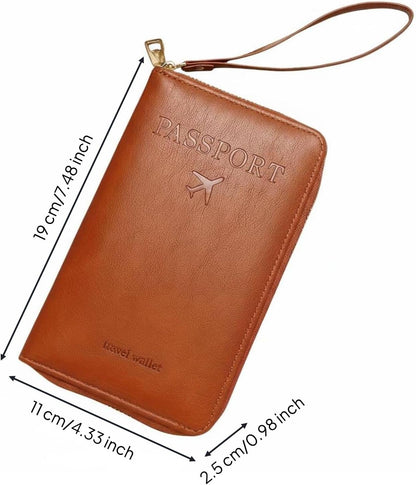 Travel Document Holder Organizer Wallet Cover PU Leather for Secure Storage Suitable for Holidays Business Trips Daily Commuting, Sky Blue