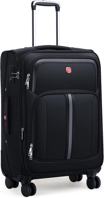 ROPLUS Underseat Carry-On Luggage Lightweight Rolling Tote Bag with 4 Spinner Wheels (Black, 16-Inch)
