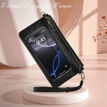 Small Crossbody Bags for Women Cell Phone Purse Touch Screen Bag Clutch Vegan Leather 2 in 1 Adjustable Neck Strap and Wrist