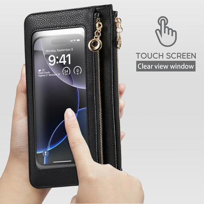 Small Crossbody Bags for Women Cell Phone Purse Touch Screen Bag Clutch Vegan Leather 2 in 1 Adjustable Neck Strap and Wrist