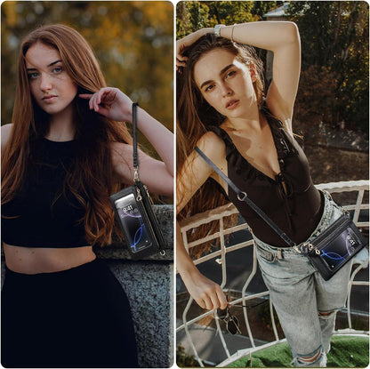 Small Crossbody Bags for Women Cell Phone Purse Touch Screen Bag Clutch Vegan Leather 2 in 1 Adjustable Neck Strap and Wrist