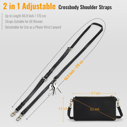 Small Crossbody Bags for Women Cell Phone Purse Touch Screen Bag Clutch Vegan Leather 2 in 1 Adjustable Neck Strap and Wrist