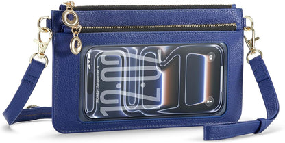 Small Crossbody Bags for Women Cell Phone Purse Touch Screen Bag Clutch Vegan Leather 2 in 1 Adjustable Neck Strap and Wrist
