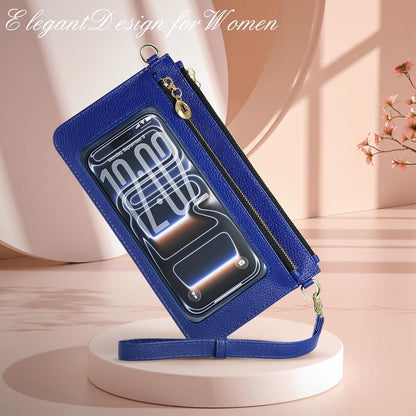 Small Crossbody Bags for Women Cell Phone Purse Touch Screen Bag Clutch Vegan Leather 2 in 1 Adjustable Neck Strap and Wrist