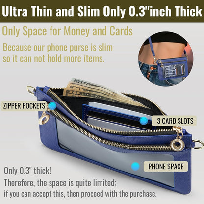 Small Crossbody Bags for Women Cell Phone Purse Touch Screen Bag Clutch Vegan Leather 2 in 1 Adjustable Neck Strap and Wrist
