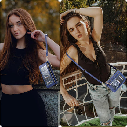 Small Crossbody Bags for Women Cell Phone Purse Touch Screen Bag Clutch Vegan Leather 2 in 1 Adjustable Neck Strap and Wrist