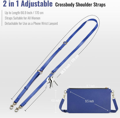 Small Crossbody Bags for Women Cell Phone Purse Touch Screen Bag Clutch Vegan Leather 2 in 1 Adjustable Neck Strap and Wrist