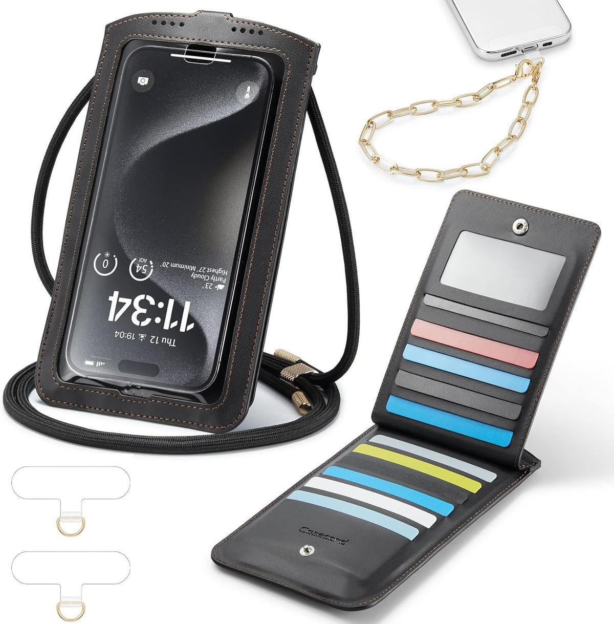 Small Crossbody Bags for Women Cell Phone Purse Touch Screen Bag Clutch Vegan Leather 2 in 1 Adjustable Neck Strap and Wrist