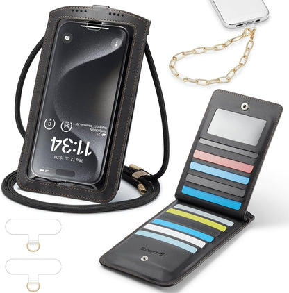 Small Crossbody Bags for Women Cell Phone Purse Touch Screen Bag Clutch Vegan Leather 2 in 1 Adjustable Neck Strap and Wrist