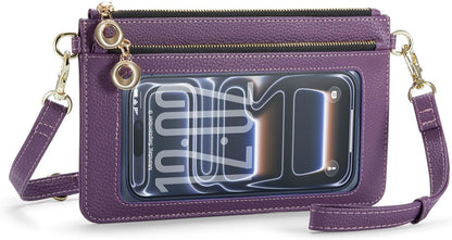Small Crossbody Bags for Women Cell Phone Purse Touch Screen Bag Clutch Vegan Leather 2 in 1 Adjustable Neck Strap and Wrist