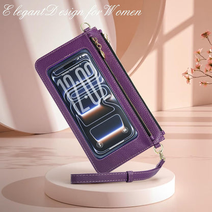 Small Crossbody Bags for Women Cell Phone Purse Touch Screen Bag Clutch Vegan Leather 2 in 1 Adjustable Neck Strap and Wrist