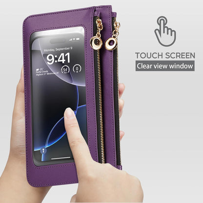 Small Crossbody Bags for Women Cell Phone Purse Touch Screen Bag Clutch Vegan Leather 2 in 1 Adjustable Neck Strap and Wrist