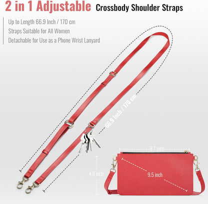 Small Crossbody Bags for Women Cell Phone Purse Touch Screen Bag Clutch Vegan Leather 2 in 1 Adjustable Neck Strap and Wrist