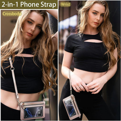 Small Crossbody Bags for Women Cell Phone Purse Touch Screen Bag Clutch Vegan Leather 2 in 1 Adjustable Neck Strap and Wrist