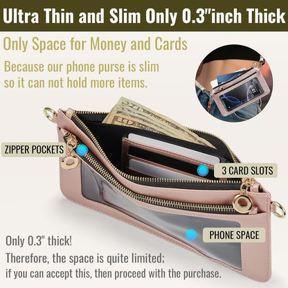 Small Crossbody Bags for Women Cell Phone Purse Touch Screen Bag Clutch Vegan Leather 2 in 1 Adjustable Neck Strap and Wrist