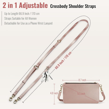 Small Crossbody Bags for Women Cell Phone Purse Touch Screen Bag Clutch Vegan Leather 2 in 1 Adjustable Neck Strap and Wrist