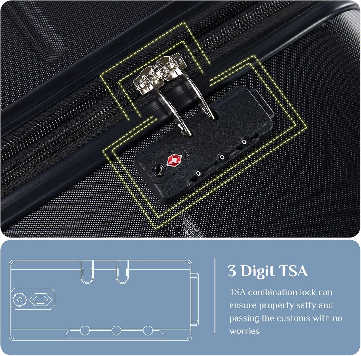 20 Inch Carry-On Luggage, Hardside Suitcase with Spinner Wheels, Lightweight ABS Hard Shell Travel Luggage, TSA Approved Lock, Expandable Small Suitcase for Business & Travel–Olive Green