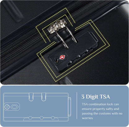 20 Inch Carry-On Luggage, Hardside Suitcase with Spinner Wheels, Lightweight ABS Hard Shell Travel Luggage, TSA Approved Lock, Expandable Small Suitcase for Business & Travel–Olive Green